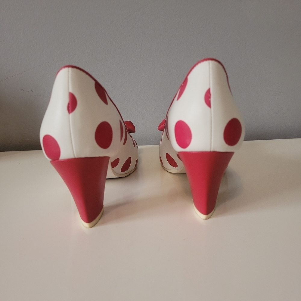 Lola Ramona Red And White Polka Dot Heels, VGUC, Size 39 - Picture 9 of 11